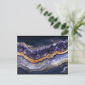 Paarse en goudgelaagde geode briefkaart (Staand voorkant)