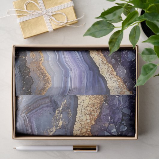 Paarse en goudgelaagde Geode Decoupage Tissuepapier (Geschenk)