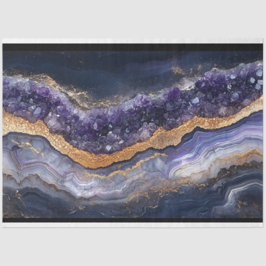 Paarse en goudgelaagde Geode Decoupage Tissuepapier (Voorkant)