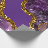 Paarse en goudgetijden Glitter Cadeaupapier (Hoek)