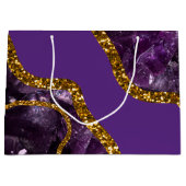 Paarse en goudgetijden Glitter Groot Cadeauzakje (Voorkant)