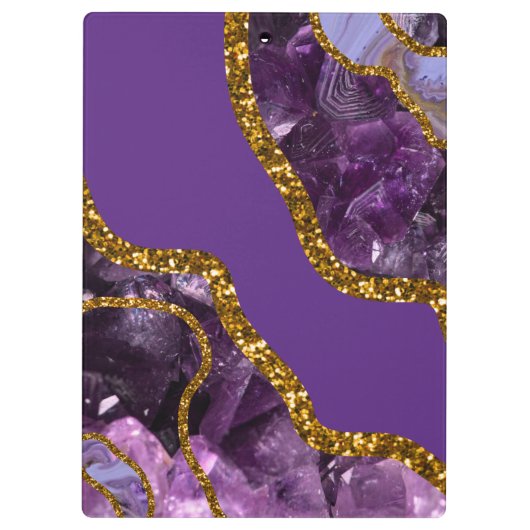 Paarse en goudgetijden Glitter Klembord (Achterkant)