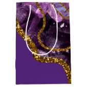 Paarse en goudgetijden Glitter Medium Cadeauzakje (Voorkant)