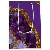 Paarse en goudgetijden Glitter Medium Cadeauzakje (Achterkant)
