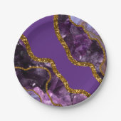 Paarse en goudgetijden Glitter Papieren Bordje (Voorkant)