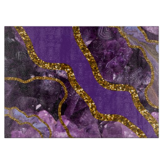 Paarse en goudgetijden Glitter Snijplank (Voorkant)