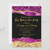 Paarse en goudglam-tranen nieuwjaarsfeest kaart (Voorkant)