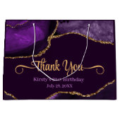 Paarse en goudglitter Agate Birthday Hartelijk dan Groot Cadeauzakje (Voorkant)