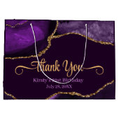 Paarse en goudglitter Agate Birthday Hartelijk dan Groot Cadeauzakje (Achterkant)