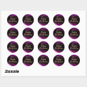 Paarse en goudglitter Agate Happy Birthday Ronde Sticker (Vel)