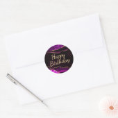 Paarse en goudglitter Agate Happy Birthday Ronde Sticker (Envelop)