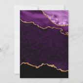 Paarse en goudglitter Agate & Marble Wedding Kaart (Achterkant)