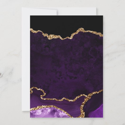 Paarse en goudglitter Agate Marmer Wedding Kaart (Achterkant)