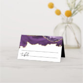 Paarse en goudglitter Agate Wedding Place Card Plaatskaartje (Achterkant)