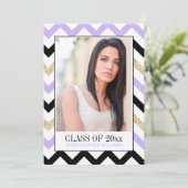 Paarse en goudglitter Chevron | Afstuderen Kaart (Staand voorkant)