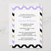 Paarse en goudglitter Chevron | Afstuderen Kaart (Achterkant)