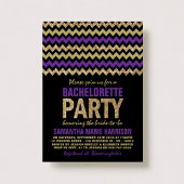 Paarse en goudglitter Chevron Bachelorette Kaart