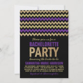 Paarse en goudglitter Chevron Bachelorette Kaart (Voorkant)