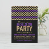 Paarse en goudglitter Chevron Bachelorette Kaart (Staand voorkant)