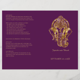 Paarse en goudglitter Hindu Wedding Programme