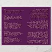 Paarse en goudglitter Hindu Wedding Programme (Achterkant)