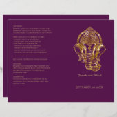 Paarse en goudglitter Hindu Wedding Programme (Voorkant / Achterkant)
