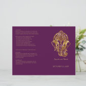 Paarse en goudglitter Hindu Wedding Programme (Staand voorkant)