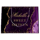 Paarse en goudglitter marmer Agate Sweet 16 Groot Cadeauzakje (Voorkant)