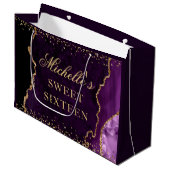Paarse en goudglitter marmer Agate Sweet 16 Groot Cadeauzakje (Voorkant Gekanteld)