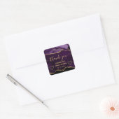 Paarse en goudglitter marmer Agate Sweet 16 Vierkante Sticker (Envelop)