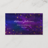 Paarse en goudglitter visitekaartje (Voorkant)