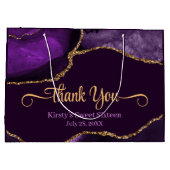 Paarse en goudglitterAgate Sweet 16 Hartelijk dank Groot Cadeauzakje (Achterkant)