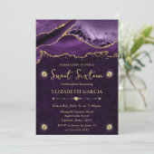 Paarse en goudglitterAgate Sweet 16 Kaart (Staand voorkant)