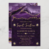 Paarse en goudglitterAgate Sweet 16 Kaart (Voorkant / Achterkant)