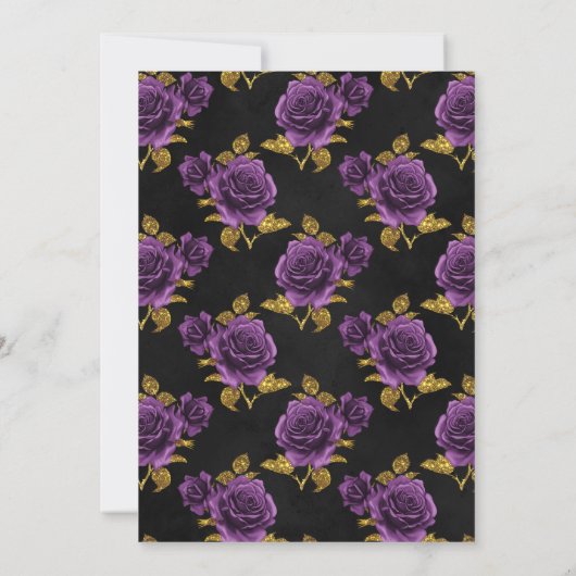 Paarse en goudgothische bruiloft kaart (Achterkant)