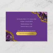 Paarse en goudgrijze Geode Glitter Monogram Marmer Visitekaartje (Achterkant)