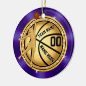 Paarse en goudhonkbalversiering voor meisjes keramisch ornament (Links)