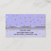 Paarse en goudhoudende Confetti Stippen Modern Gla Visitekaartje (Achterkant)