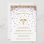 Paarse en goudhoudende Confetti Verpleegkundige Af Kaart (Voorkant)