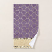 Paarse en goudhoudende olierampen bad handdoek (Handdoek)