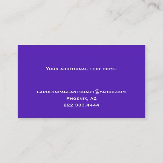 Paarse en goudhoudende palmakerij visitekaartje (Achterkant)