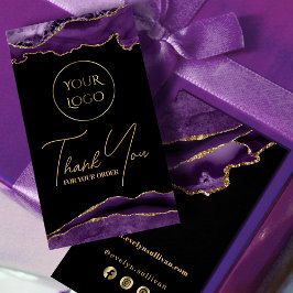 Paarse en goudhoudende verpakking visitekaartje