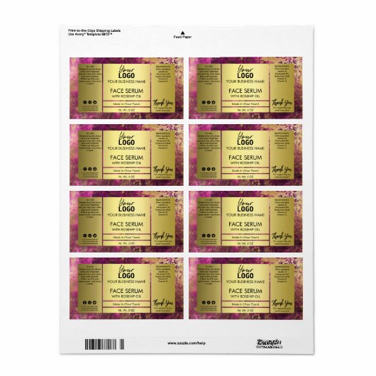 Paarse en goudinktontwerpserver etiket (Full Sheet)