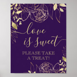 Paarse en goudkleurige Floral Sweet Favor Table Poster