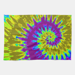 Paarse en goudkleurige keukenhanddoeken