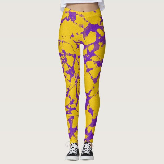 Paarse en goudkleurige kleuren leggings (Voorkant)
