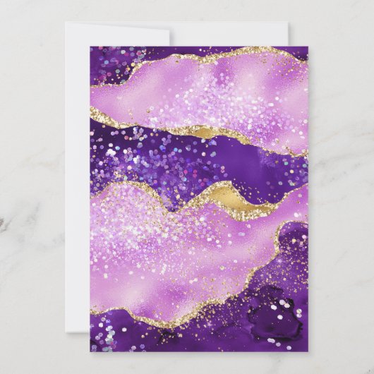 Paarse en goudkleurige marmer Agate Wedding Kaart (Achterkant)