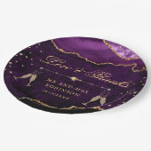 Paarse en goudkleurige marmer Agate Wedding Papieren Bordje (Gekanteld)