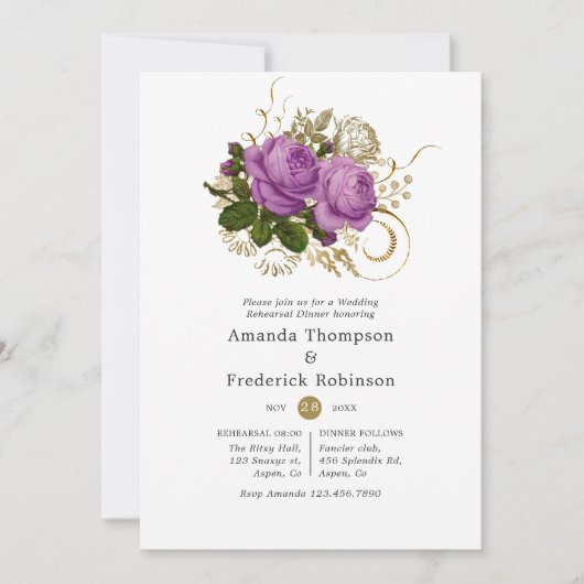 Paarse en goudkleurige  repetitie kaart (Voorkant)