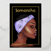 Paarse en goudkoortsfeest folie uitnodiging (Voorkant)